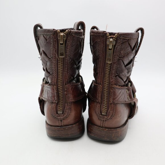 Frye Phillip Short Harness Women's 6.5 B Brown Leather Biker Riding Boots Zip - Picture 5 of 10